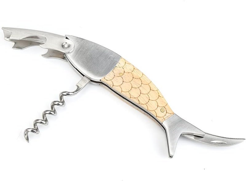 FAFAXOXO Unique Fish Corkscrew, Professional Waiters Corkscrew Wine Key Bottle Opener,Manual Wine Key for Servers, Waiters, Bartenders and Home Use - Image 3